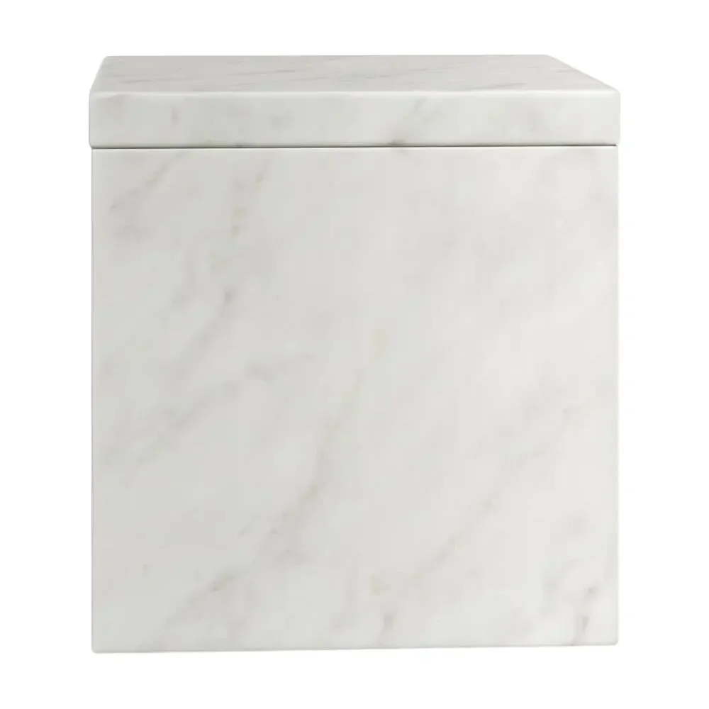 NWT ~ Marmol White & Gray Genuine Marble Bathroom Counter Storage Box with Lid